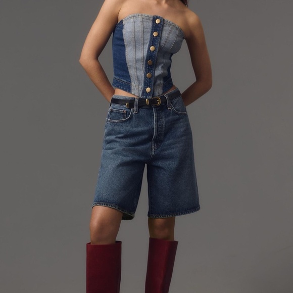 NWT Anthropologie Pilcro  Strapless Denim Corset Top Medium - Picture 4 of 4